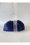 Navy Blue Rose Pearl Portfolio Evening Dress Handbag - 6
