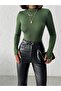 Women's Khaki Finger-Tied Stand Collar Viscose Blouse - 6
