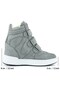 Talvi Gray Suede Round Toe Velcro Hidden Wedge Heeled Casual Boots - 5
