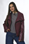 Women's Faux Leather Raglan Sleeve Coat - 2