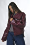 Women's Faux Leather Raglan Sleeve Coat