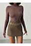 Women's Brown Finger-Tied Stand Collar Viscose Blouse - 2