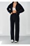 Liva Navy Blue Hooded Cardigan and Sweatpants Thick Bottom-Top Set - 6