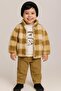 Baby Boys Plush Plaid Coat & Velvet Pants 2-Piece Set – 10702 V