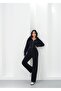 Liva Navy Blue Hooded Cardigan and Sweatpants Thick Bottom-Top Set - 5