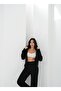 Liva Black Hooded Cardigan and Sweatpants Thick Bottom-Top Set - 3