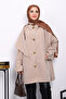 Beige Cloak Detailed Buttoned Trench Coat - 2