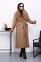 Camel Collar Fur Belted Cashmere Coat