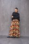 Black and Red Floral Gabardine Balloon Skirt - 4