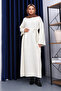 Cream Crew Neck Knitwear Dress - 2