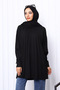 Black Crew Neck Mercerized Knitwear Tunic