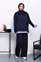 Navy Blue Shirt with Garnished Scuba Sweat Pants