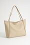 Women's Large Size Soft Leather Zipper Closure Hand and Shoulder Bag Cream