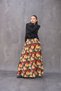 Black and Red Floral Gabardine Balloon Skirt - 6