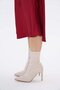 Beige Skin Stretch 8.5 cm Medium Heel Women's Heeled Boots
