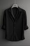 Men's Winter Black Gray White Ribbed Ottoman Textured Oversize Shirt - 4