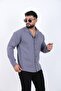 Men's Long Sleeve Shirt Gray Oversize Fit - 2