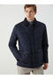 Navy Blue Standard Fit Shirt Collar Men's Coat - 2