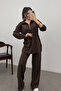 Women's Brown Elastic Waist Zippered Modal Sweat Suit - 5