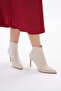 Beige Stretch 8.5 cm Short Women's Heeled Boots - 4
