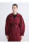 Burgundy Double-Breasted Collar Women's Trench Coat - 7