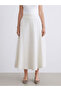 Raşi̇t Bağzi̇bağli X Beige Textured Flared Skirt with Zipper at the Waist - 3