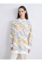 Lcw Modest Blue Plus Size Patterned Women's Sweatshirt Tunic