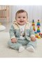 Winter Teddy Bear Detailed 3 Piece Velvet Baby Set |   0-9 Months Hooded Cardigan, Bodysuit and Pants Set
