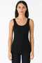 Women's Jacquard Tank Top Wide Straps Black 100% Cotton - 2