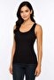 2 Pieces Women's Jacquard Tank Top Wide Strap Black-White 100% Cotton - 2