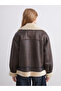 Biker Collar Oversize Women's Suede Coat - 5