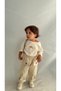 Cream Button-Detailed Gabardine Trousers with Elastic Waistband - 2