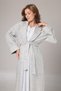 Women's Blue Melange Shawl Collar Full Length Winter Long Sleeve Special Design Maternity Nightgown Nightdress Set - 7