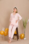 Buttoned Lace Collar and Lace Leg and Hem Detailed Long Sleeve Stylish Maternity & Postpartum 2-Piece Pajama Set - 2
