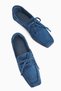 Arian Genuine Leather Blue Suede Lace-Up Moccasin Casual Loafer Women's Shoes - 4