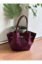 Suede Women's Shoulder Bag with Lock Detail on the Front