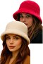 طقم قبعات دلو نسائية من القطيفة الناعمة قابلة للتعديل مكونة من قطعتين - 4