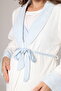Women's Blue Jacquard Shawl Collar Lace Winter Special Design Maternity Pajama Set - 8
