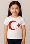 Unisex Children's White Crescent and Star Printed Short Sleeve T-Shirt - 2