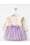 Baby Girl Cotton Lilac Tulle Bow Dress - Long Sleeve Ribana