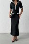 Women's Black Stylish Button Detailed Short Sleeve Knitwear Dress - 2