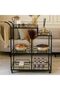 FFD Luxurious Gold Metal Serving Trolley with 3-Tier Clear Glass Shelves - Stylish 80x40x90cm - 3