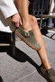 Alessi̇ Women's Green Khaki Real Suede Loafer Shoes - 6