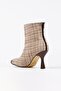 Leo Beige Women's Boots with Brown Front and Back Zipper Detail - 7