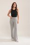 Women's Pants Gray Modal Wide Leg Striped High Waist Soft Textured Elastic Waist Lycra - 3