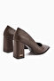 Lucy Brown Block Heel Women's Stiletto Heeled Shoes - 5