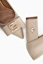 Melly Beige Buckled Block Heel Women's Shoes - 6