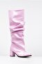 Pusi Powder Patent Leather 5 cm Heeled Bellows Knee-High Boots - 6