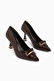 Saja Brown Buckle Women's Heeled Shoes