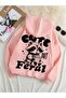 Women's Pink Cute but Feral Printed 3 Thread Hoodie Sweatshirt - 2